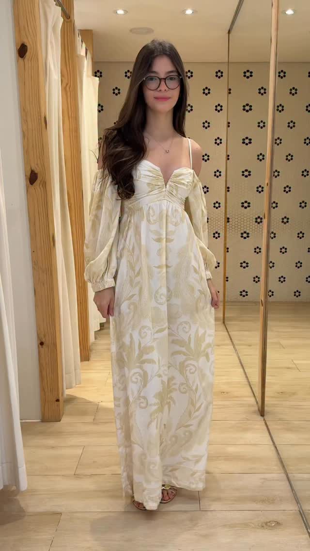 1294 | Vestido Floral Dourado